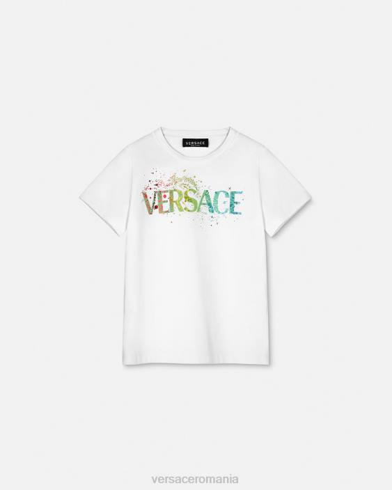 albastru tricou cu logo Versace copii îmbrăcăminte 40L62094